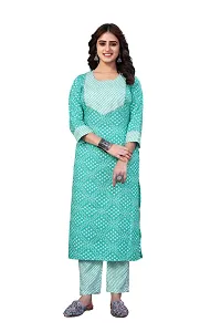 Women's Cotton Blend Straight Printed Kurta Bottom Set-thumb1