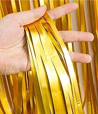 Days OFF Foil Fringe Curtain for Birthday, Baby Shower, Anniversary Decoration, Home Decor Party Supplies (4ft x 7ft Pack of 2, 1x Matt Gold 1x Matt Silver)-thumb2