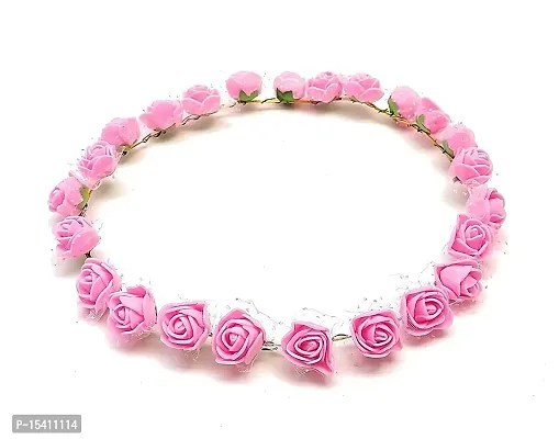 Days OFF Rose Flower Ring Crown Tiara Headbands Floral For Girls/Kids and Women (Pink Ring Rose)