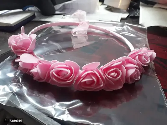 Days OFF Rose Flower Crown Tiara Headbands Floral For Girls/Kids and Women (Pink Rose)