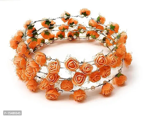 Days OFF Rose Flower Ring Crown Tiara Headbands Floral For Girls/Kids and Women (Orange Ring Rose)