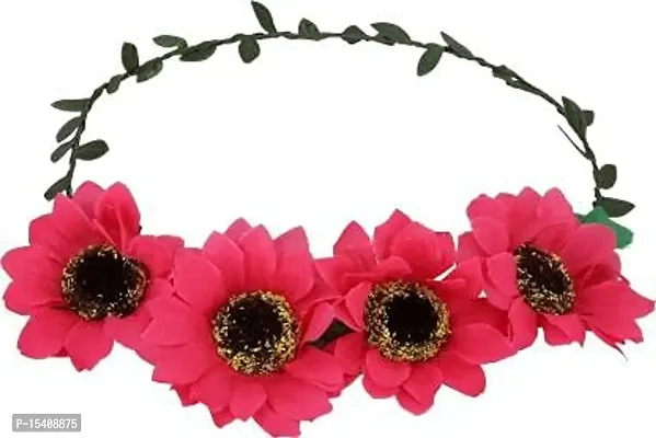 Days OFF SunFlower Crown Tiara Headbands Floral For Girls/Kids and Women (Yellow) (Red)