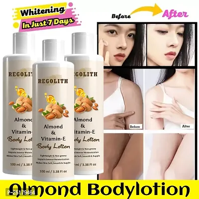 Regolith Almond  Vitamin -E Body Lotion Skin Whitening Body Lotion for Dry Skin Protection with Almond Oil  Vitamin E 100ML(Pack of 3)-thumb0