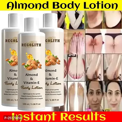 Regolith Almond  Vitamin -E Body Lotion Skin Whitening Body Lotion for Dry Skin Protection with Almond Oil  Vitamin E 100ML(Pack of 3)