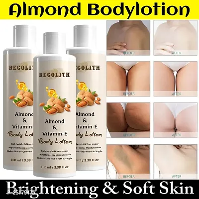 Regolith Almond  Vitamin -E Body Lotion Skin Whitening Body Lotion for Dry Skin Protection with Almond Oil  Vitamin E 100ML(Pack of 3)