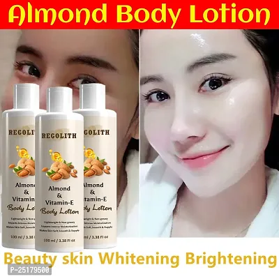 Regolith Almond  Vitamin -E Body Lotion Skin Whitening Body Lotion for Dry Skin Protection with Almond Oil  Vitamin E 100ML(Pack of 3)-thumb0