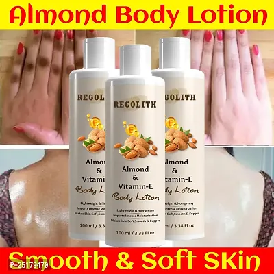 Regolith Almond  Vitamin -E Body Lotion Skin Whitening Body Lotion for Dry Skin Protection with Almond Oil  Vitamin E 100ML(Pack of 3)