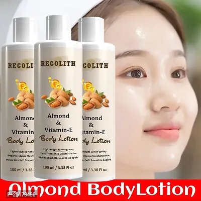 Regolith Almond  Vitamin -E Body Lotion Skin Whitening Body Lotion for Dry Skin Protection with Almond Oil  Vitamin E 100ML(Pack of 3)-thumb0