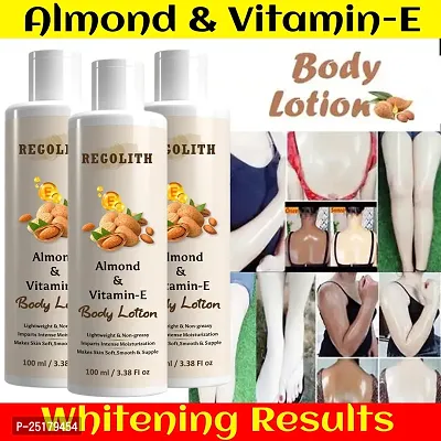 Regolith Almond  Vitamin -E Body Lotion Skin Whitening Body Lotion for Dry Skin Protection with Almond Oil  Vitamin E 100ML(Pack of 3)-thumb0