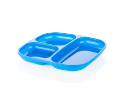 3 Partition Unbreakable Food Plates, Kids Plates, Sectioned Plates, Bhaji Plates (Pack of 4, Microwave Safe)-thumb4