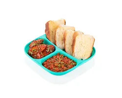 3 Partition Unbreakable Food Plates, Kids Plates, Sectioned Plates, Bhaji Plates (Pack of 4, Microwave Safe)-thumb2