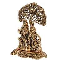 Senegal Brass Finish Lord Radha Krishna Idol Murti with Cow Love Couple Statue/Sculputer Gift Handicraft Idol for Temple/Home/Office (6 inches) (Radha Krishna Under Tree-thumb1