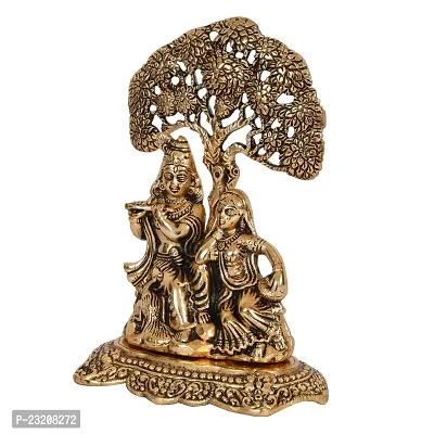 Senegal Brass Finish Lord Radha Krishna Idol Murti with Cow Love Couple Statue/Sculputer Gift Handicraft Idol for Temple/Home/Office (6 inches) (Radha Krishna Under Tree-thumb2
