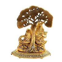 2DO Brass Finish Lord Radha Krishna Idol Murti with Cow Love Couple Statue/Sculpture Gift Handicraft Idol for Temple/Home/Office (6 inches) (Radha Krishna Under Tree-thumb3