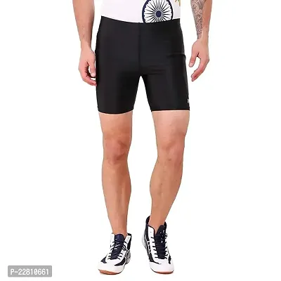 Stylish Black Nylon Solid Regular Shorts For Men