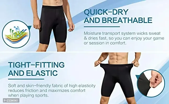 Luxify HYPing Men's Compression Shorts for Sports Yoga Running Cycling Nylon Highly Stretchable Black Colour (L, 2)-thumb4