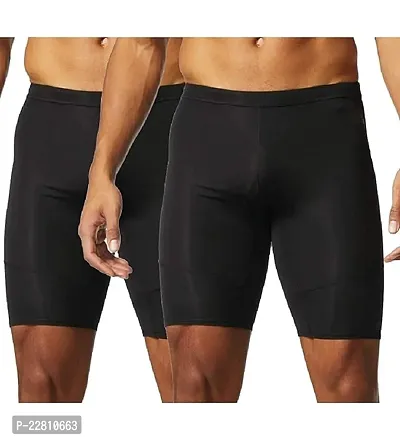 Stylish Black Nylon Solid Regular Shorts For Men Pack Of 2