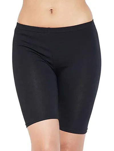 Elegant Nylon Solid Sports Shorts For Women