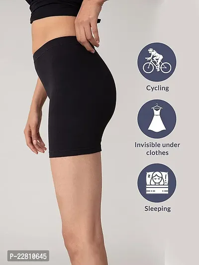 Elegant Black Nylon Solid Sports Shorts For Women