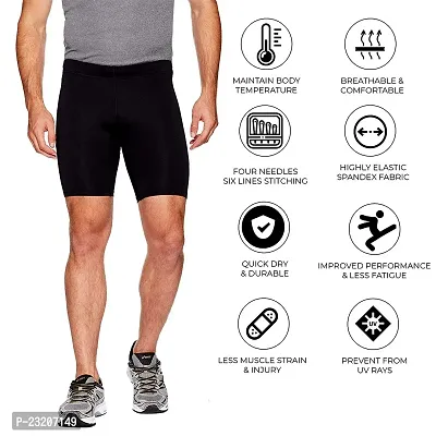 Luxify HYPing Compression Shorts for Men Gym Sports Best Tights Skins Short Half for Running, Swimming, Yoga, Cricket, Football, Athlete Wear Nylon, Black (XL, 1)-thumb5