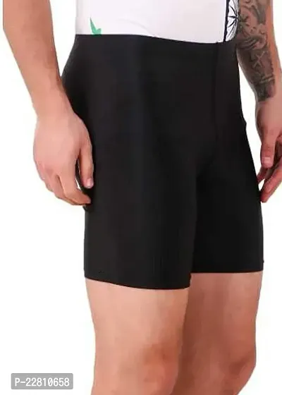 Stylish Black Nylon Solid Regular Shorts For Men-thumb0