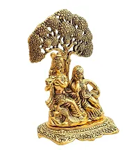 2DO Brass Finish Lord Radha Krishna Idol Murti with Cow Love Couple Statue/Sculpture Gift Handicraft Idol for Temple/Home/Office (6 inches) (Radha Krishna Under Tree-thumb4