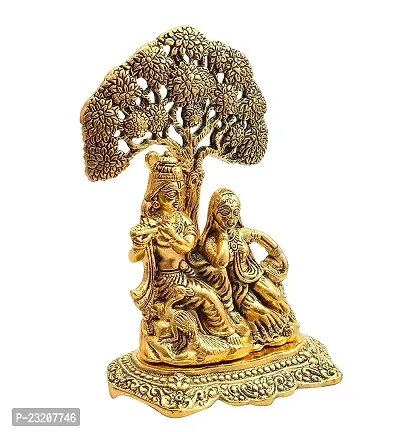 2DO Brass Finish Lord Radha Krishna Idol Murti with Cow Love Couple Statue/Sculpture Gift Handicraft Idol for Temple/Home/Office (6 inches) (Radha Krishna Under Tree-thumb5