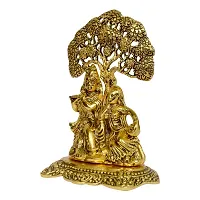 11DELIGHTS || Radha Krishna Idol Sitting Under Tree Murti || Golden Plating White Metal Lord Radha Krishna Under Tree-thumb1