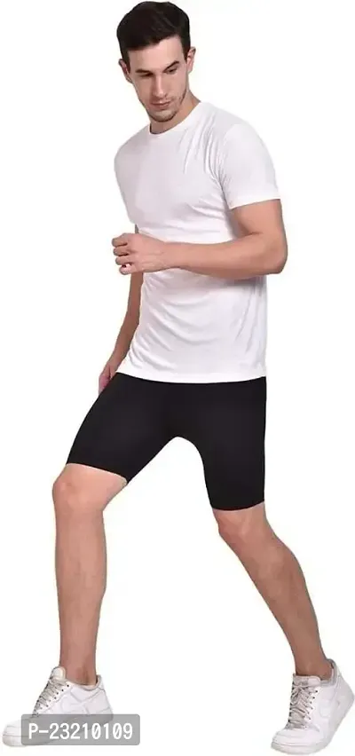 ZIXIN Men Polyester Compression Sports Shorts Half Tights. Black-thumb3