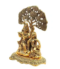 2DO Brass Finish Lord Radha Krishna Idol Murti with Cow Love Couple Statue/Sculpture Gift Handicraft Idol for Temple/Home/Office (6 inches) (Radha Krishna Under Tree-thumb1