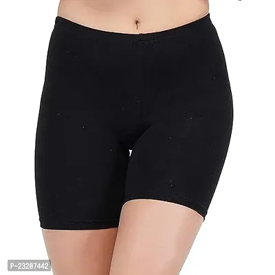 Women's Inner Walking Shorts to Avoid Thigh Chafing/Thigh Friction Upto Big++ Size - Black Color (XL)
