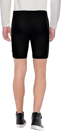 ZIXIN Men Polyester Compression Sports Shorts Half Tights. Black-thumb1