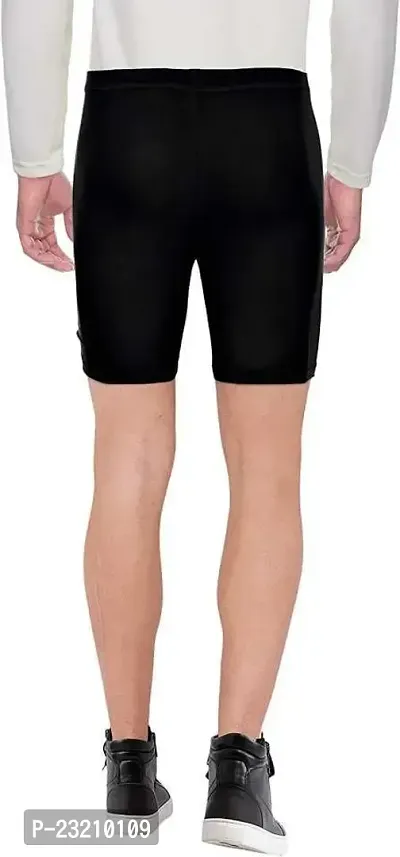 ZIXIN Men Polyester Compression Sports Shorts Half Tights. Black-thumb2