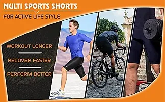 ZIXIN Men Polyester Compression Sports Shorts Half Tights. Black-thumb3