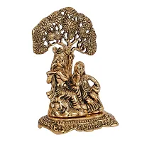 Senegal Brass Finish Lord Radha Krishna Idol Murti with Cow Love Couple Statue/Sculputer Gift Handicraft Idol for Temple/Home/Office (6 inches) (Radha Krishna Under Tree-thumb2