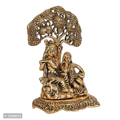 Senegal Brass Finish Lord Radha Krishna Idol Murti with Cow Love Couple Statue/Sculputer Gift Handicraft Idol for Temple/Home/Office (6 inches) (Radha Krishna Under Tree-thumb3