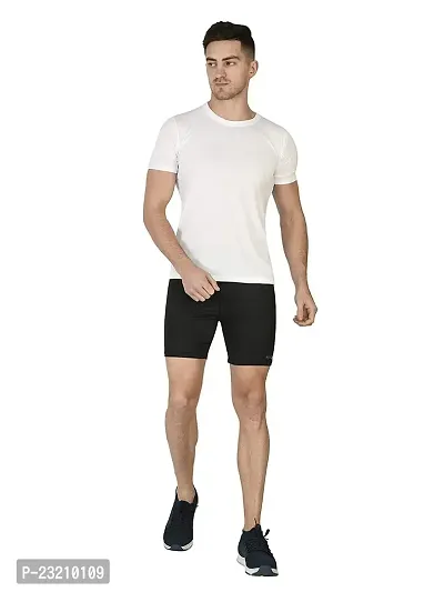 ZIXIN Men Polyester Compression Sports Shorts Half Tights. Black
