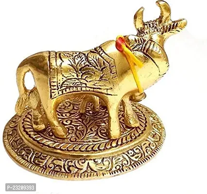 Senegal Oxidised Gold Elegant Kamdhenu Cow with Calf showpiece Idol for Home Decor and Gift (12X11 cm)-thumb2