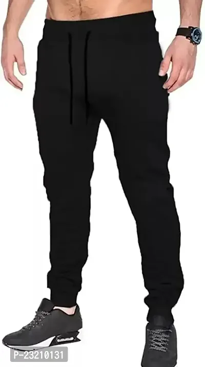 Livsaucy Solid Men Black Track Pants-thumb3