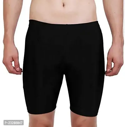 ZIXIN Tight for Men  Boys Sport Running Yoga Compression Nylon Half Short Black