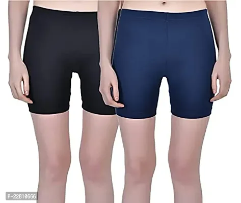 Stylish Black Nylon Solid Regular Shorts For Men Pack Of 2-thumb0