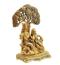 Senegal Brass Finish Lord Radha Krishna Idol Murti with Cow Love Couple Statue/Sculputer Gift Handicraft Idol for Temple/Home/Office (6 inches) (Radha Krishna Under Tree-thumb1