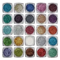 Zhunmun Eye Gitter, Eye Shadow Glitter Powder and Nail Art Decoration Set of 25 with Two Eye Glue Eye Shadow Glitter Powder Set and Nail Art Decoration-thumb1