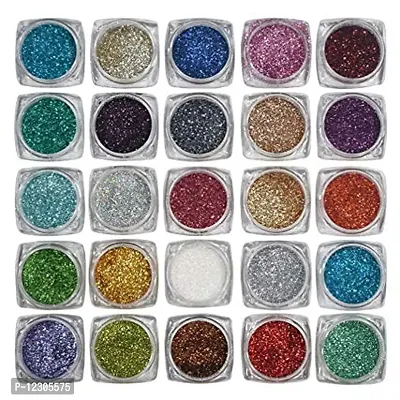 Zhunmun Eye Gitter, Eye Shadow Glitter Powder and Nail Art Decoration Set of 25 with Two Eye Glue Eye Shadow Glitter Powder Set and Nail Art Decoration-thumb2