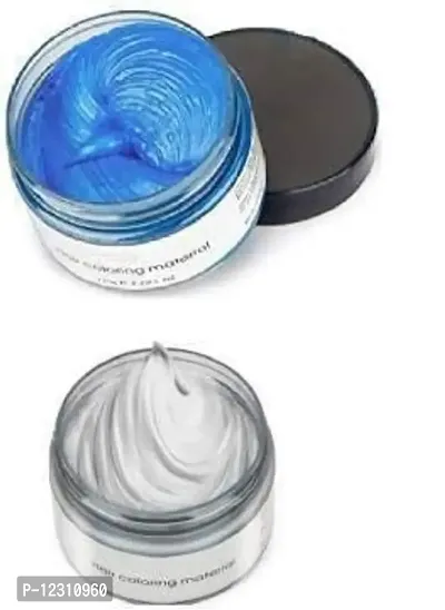 Red Ballons Washable 100 % Unisex Chemical Free Washable Hair Color Wax Combo Blue And White /Silver