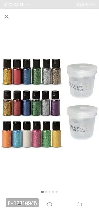 Red Ballons Eye Glitter Powder Set And Nail Art Decoration with Glitter Gum 18 Bottles with 2 Glue Gum-thumb4