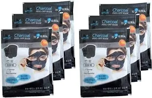 Zhunmun bamboo Charcoal Peel off Mask Oil Control Anti-Blackhead Enriched with Fruits Extract and Vitamin-E Firmly Removes Dirt and Impurities from Skin Pack of 1 (6 Pouches)-thumb1