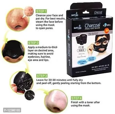 Zhunmun bamboo Charcoal Peel off Mask Oil Control Anti-Blackhead Enriched with Fruits Extract and Vitamin-E Firmly Removes Dirt and Impurities from Skin Pack of 1 (6 Pouches)-thumb3