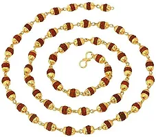 Red Ballons Gold Plated Rudraksha Chain Necklace for Men and Women-thumb2