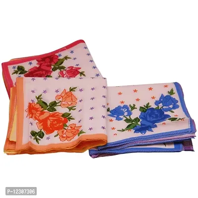 Red Ballons Multi- Color Cotton Floral Printed Handkerchief (Pack of 3)| Hand-Stitched Handkerchief| Combo Pack of 3 handkerchiefs | Floral Handkerchief| Napkins-thumb0